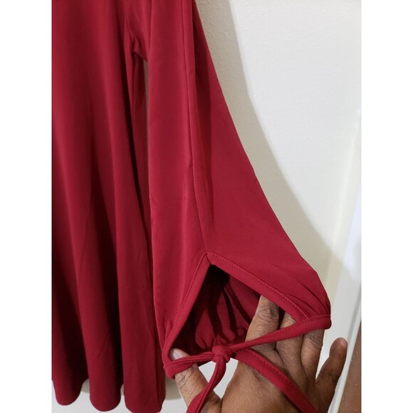 Premise Dresses, cranberry, tie sleeve, boat neck, tunic dress, size L - Picture 3 of 7
